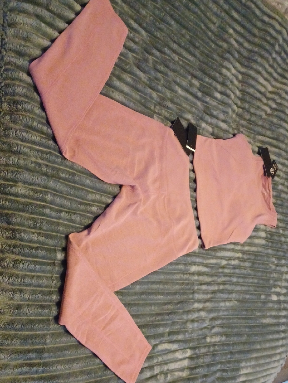 Mauve Two-Piece Crop Top and High-Waist Leggings Set